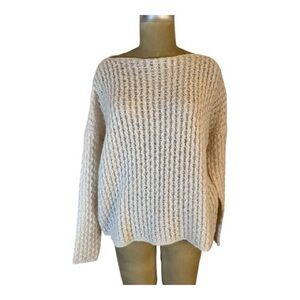 Vince Women’s Open Weave Wool Blend  Cream Tunic Sweater